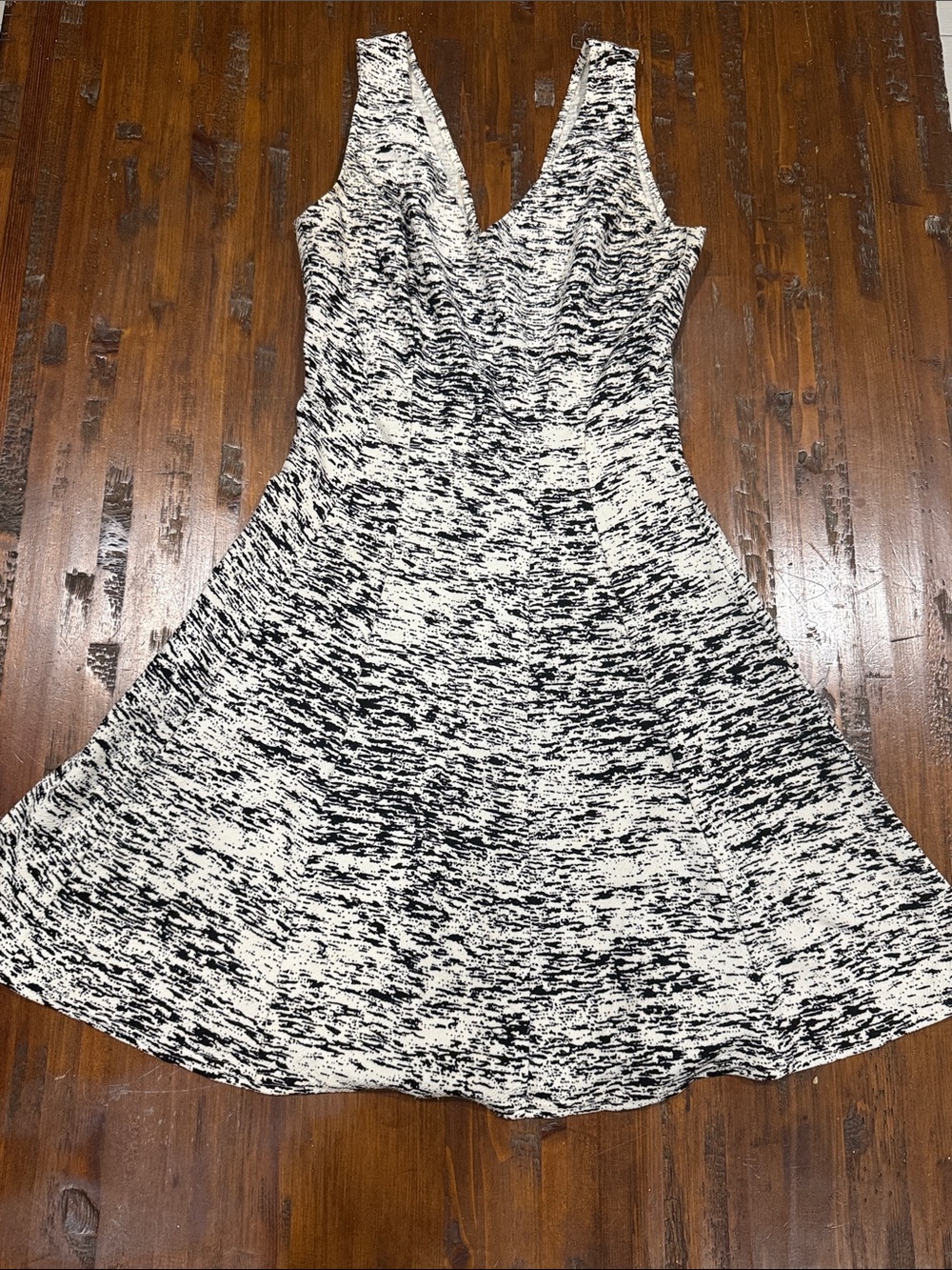 love...ady Black & White V-Neck Fit-and-Flare Dress